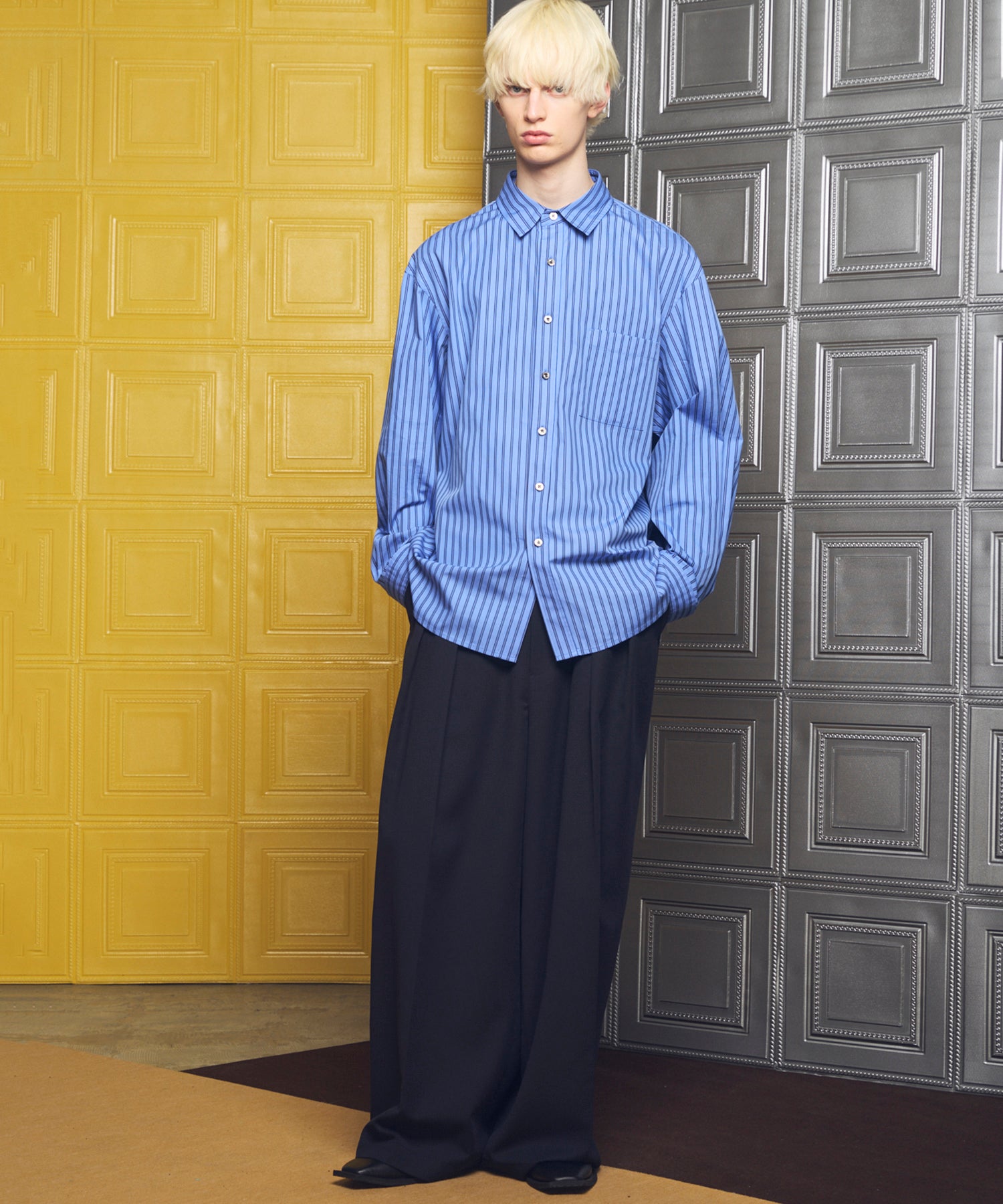 【26SS PRE-ORDER】Crispy Cross Calze Two-tuck Prime-Wide Slacks