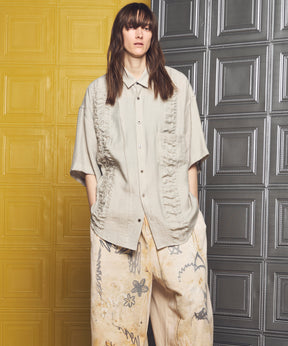 Gathered Ruffle Switching Prime-Over Short Sleeve Shirt