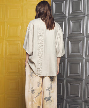 Gathered Ruffle Switching Prime-Over Short Sleeve Shirt