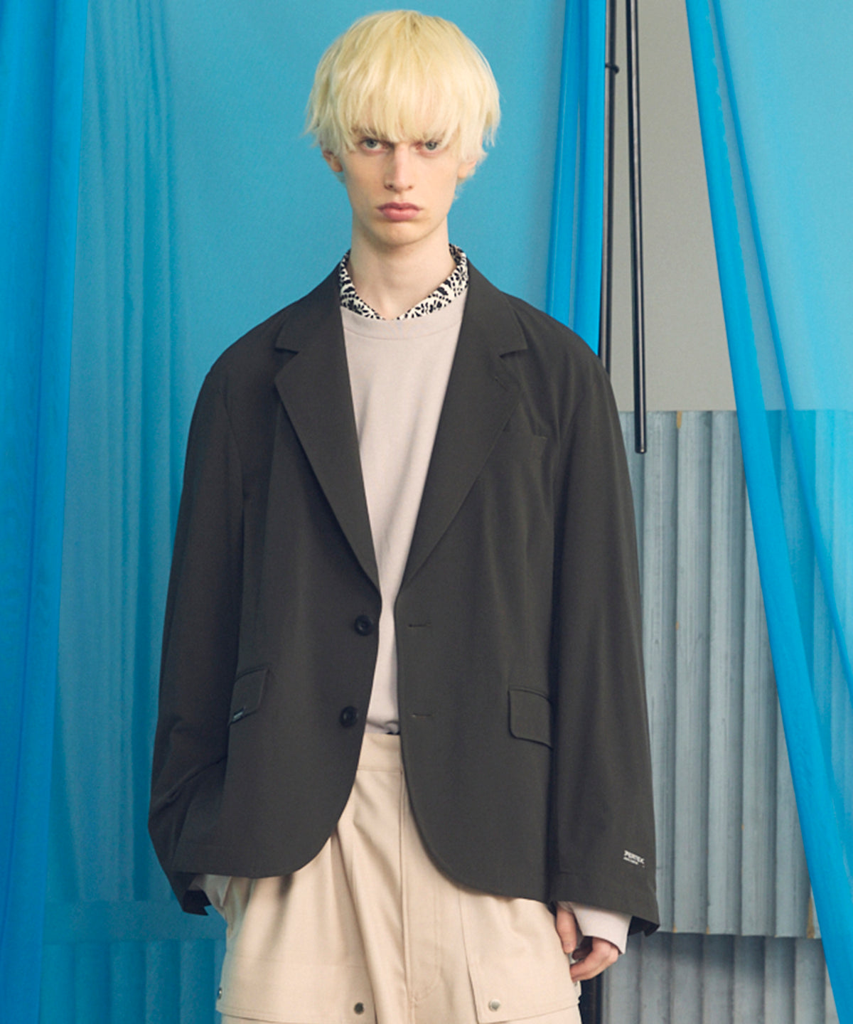 4 색 샹 브레이 세탁 가능한 양모 피크 라펠 더블 가슴 재킷