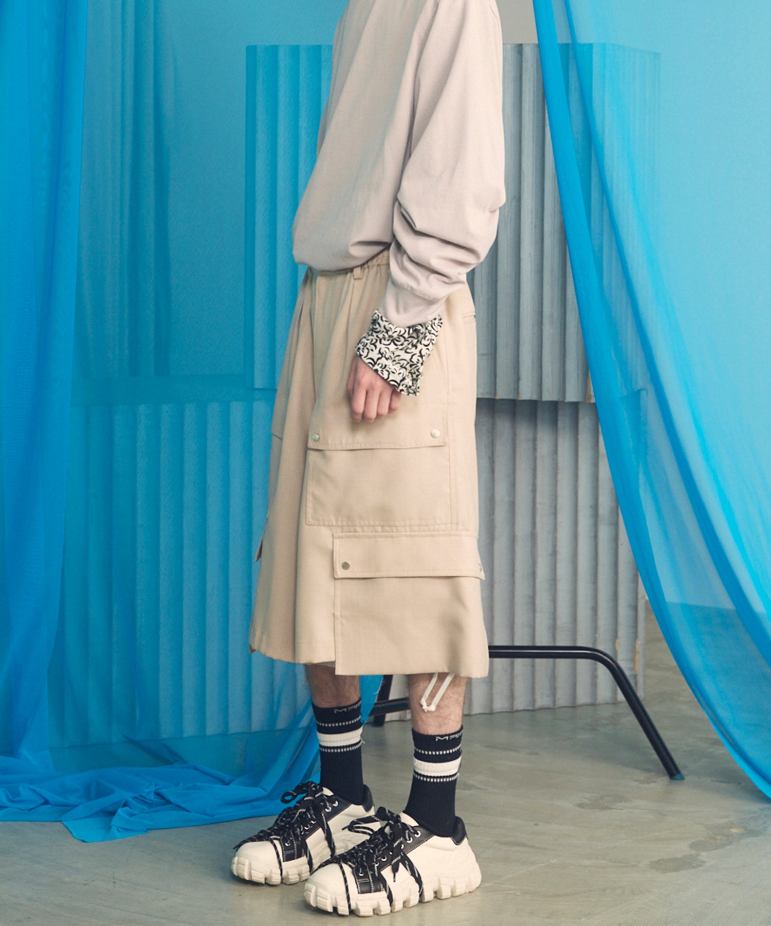 [26SS 预购] 4 色青年布可水洗羊毛 Prime 宽幅工装短裤