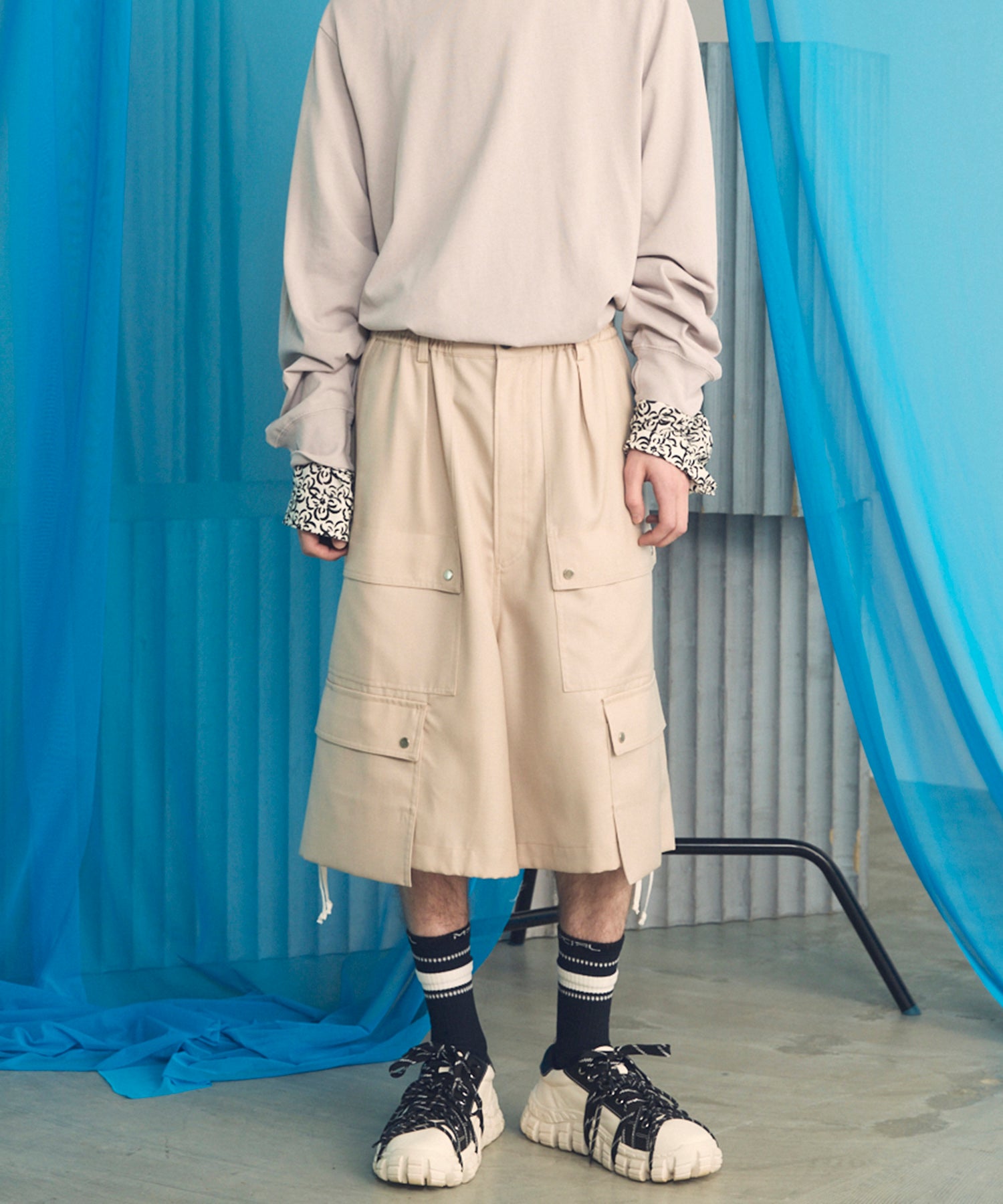 [26SS 预购] 4 色青年布可水洗羊毛 Prime 宽幅工装短裤