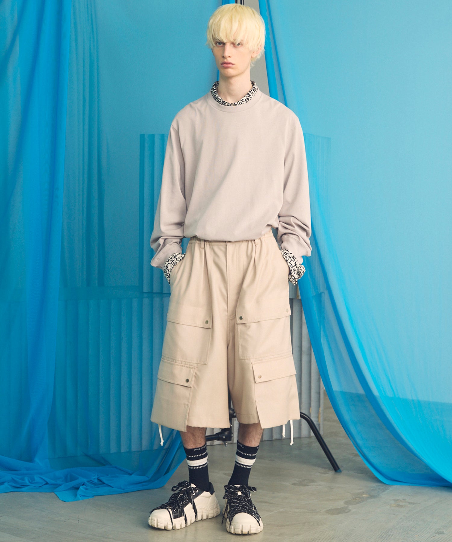 [26SS 预购] 4 色青年布可水洗羊毛 Prime 宽幅工装短裤