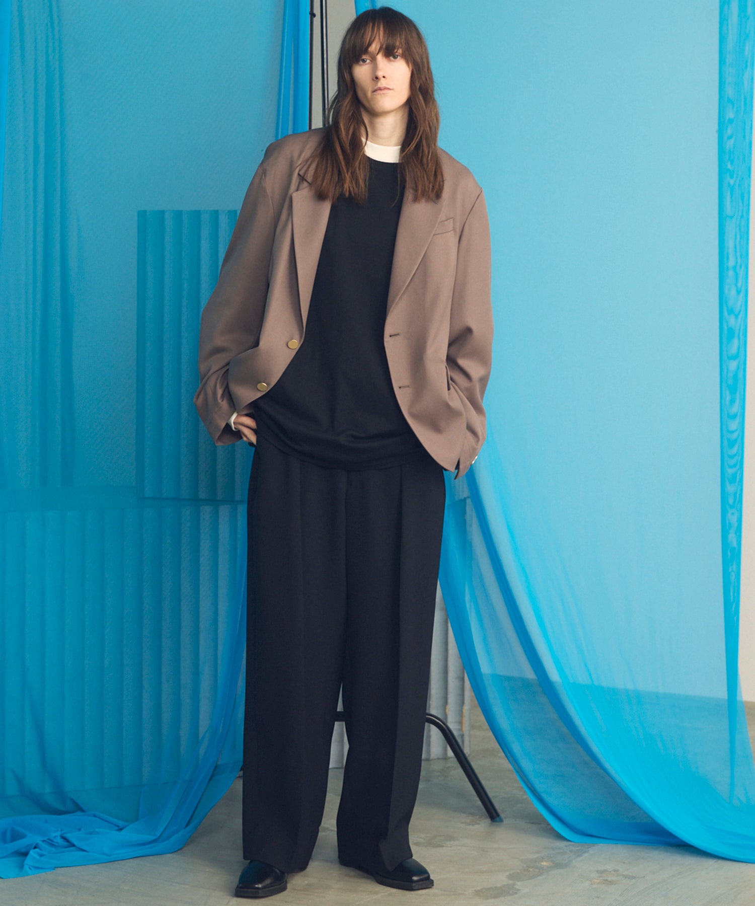 【26SS PRE-ORDER】Wooly Mesh One-tuck Prime-Wide Tapered Slacks