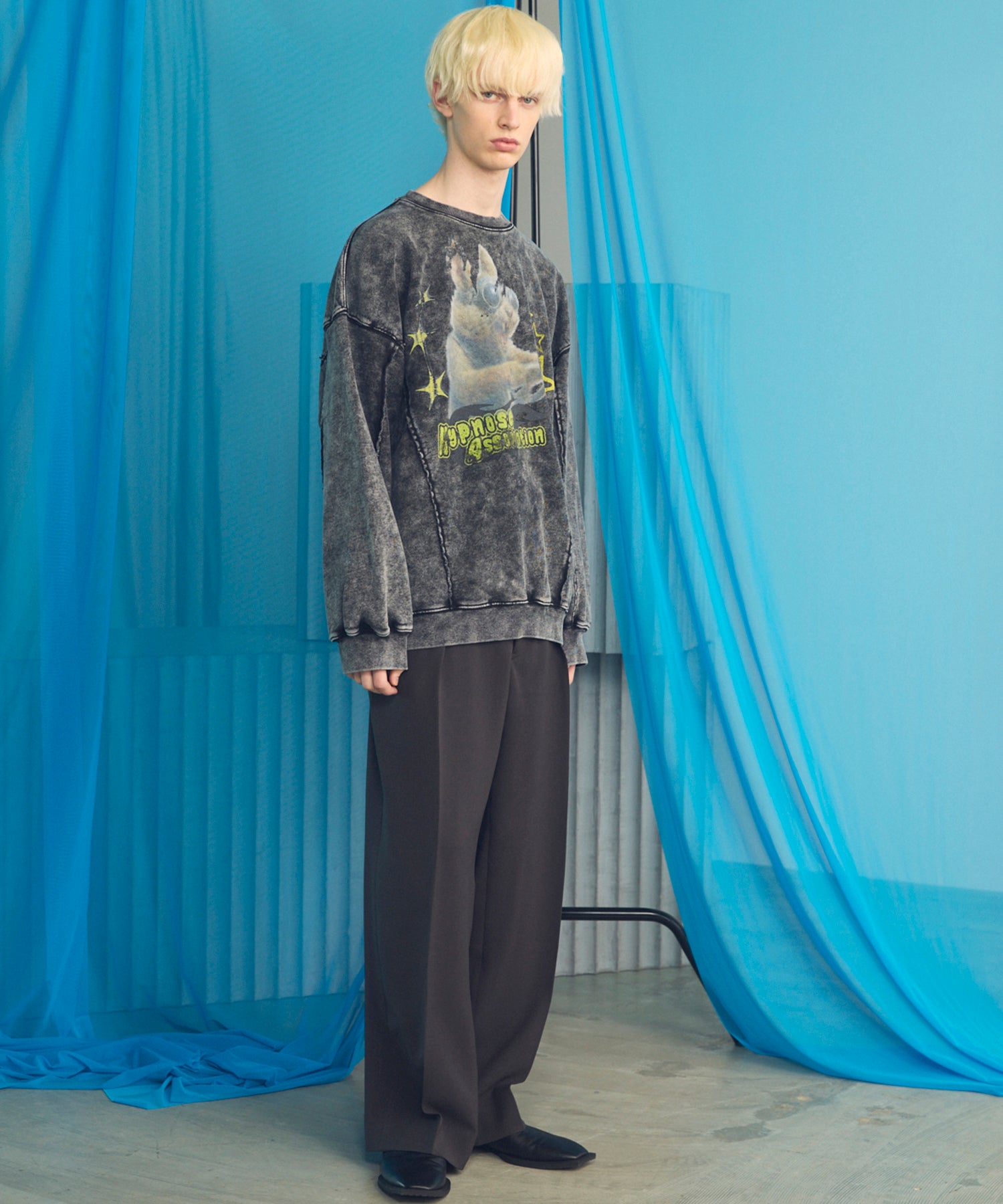 【26SS PRE-ORDER】Wooly Mesh One-tuck Prime-Wide Tapered Slacks