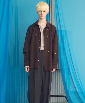 4 Colors Chambray Washable Wool Peaked Lapel Double Breasted Jacket