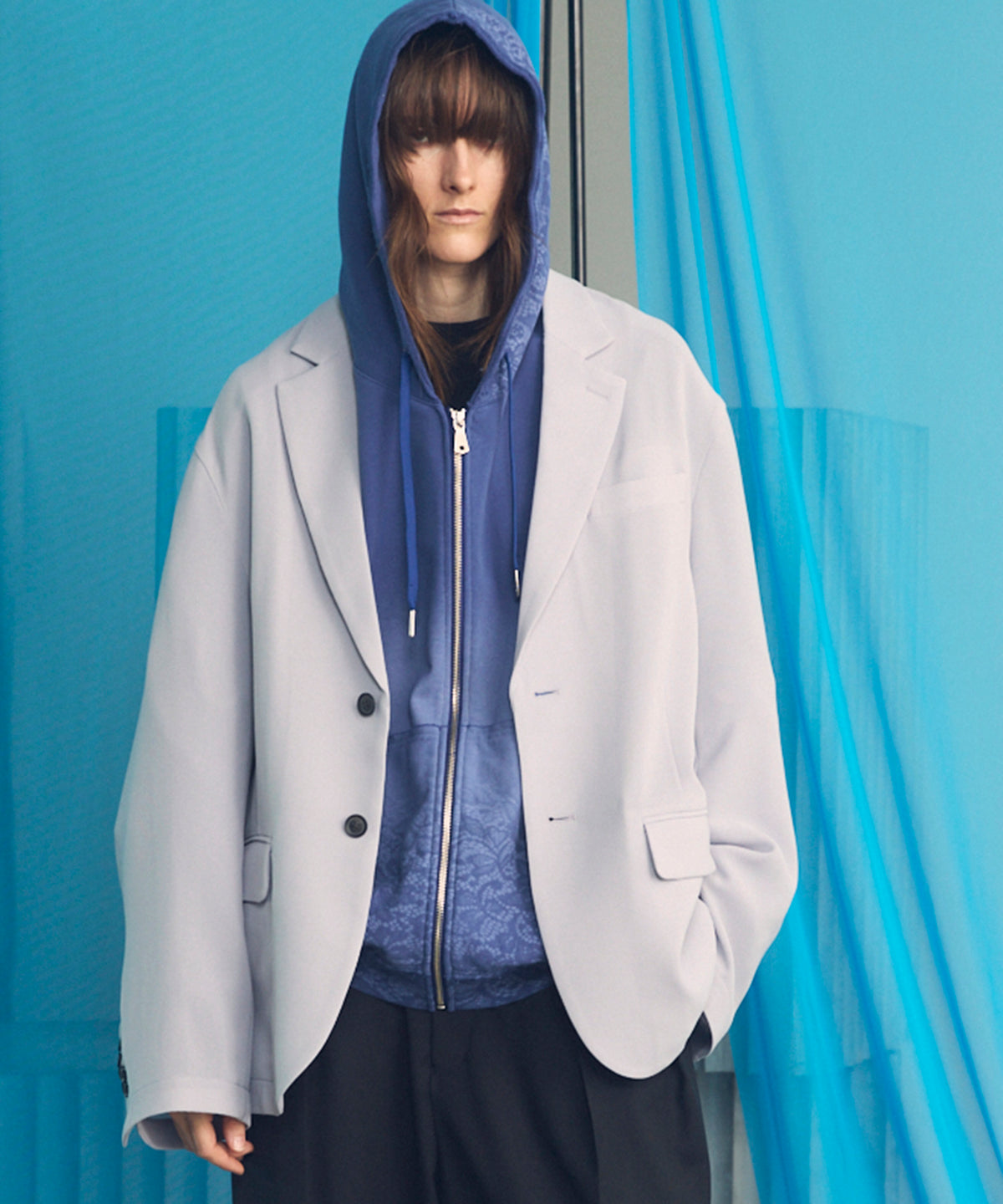 [26SS PRE-ORDER] Crispy Cross Calze Regular-Over 2B Tailored Jacket