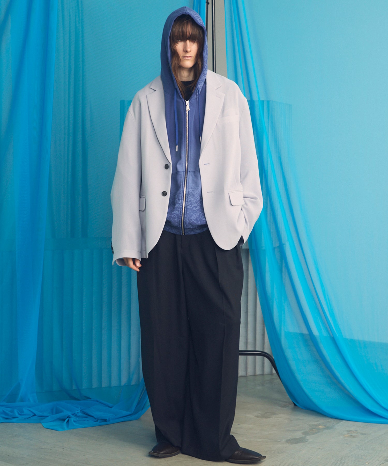 [26SS PRE-ORDER] Clear Trichotine Two-tuck Prime-Wide Slacks