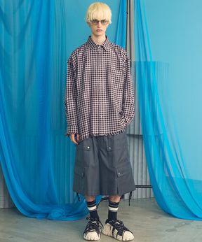 Italian Dead Stock Fabric Prime-Over Regular Collar Heavy-Weight Flannel Shirt Blouson