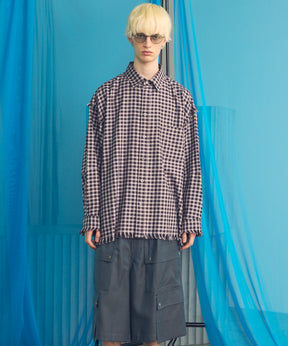 Italian Dead Stock Fabric Prime-Over Regular Collar Heavy-Weight Flannel Shirt Blouson