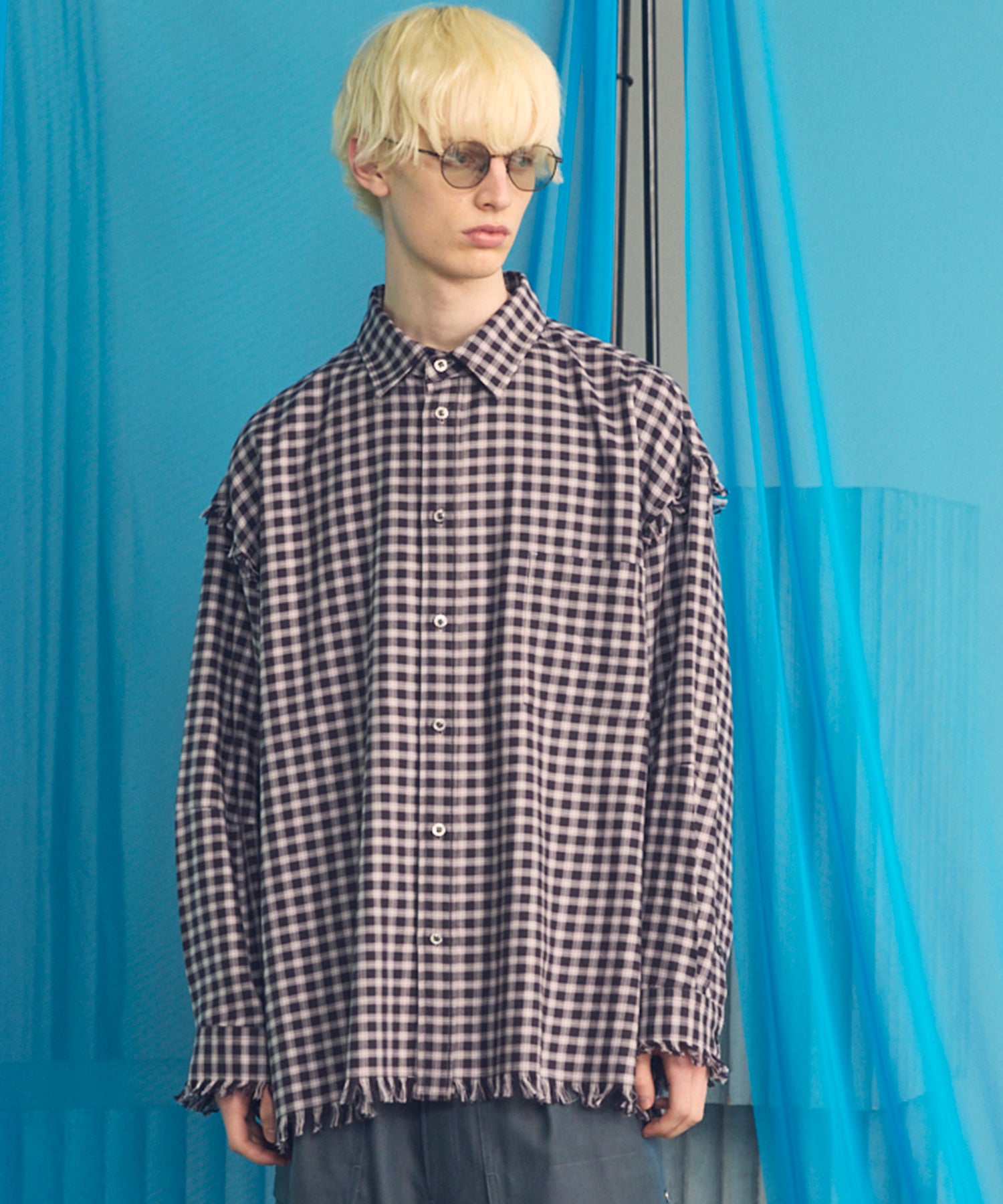 Italian Dead Stock Fabric Prime-Over Regular Collar Heavy-Weight Flannel Shirt Blouson