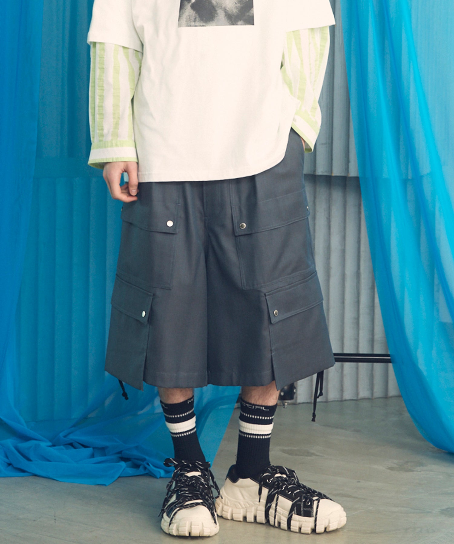 [26SS 预购] 4 色青年布可水洗羊毛 Prime 宽幅工装短裤