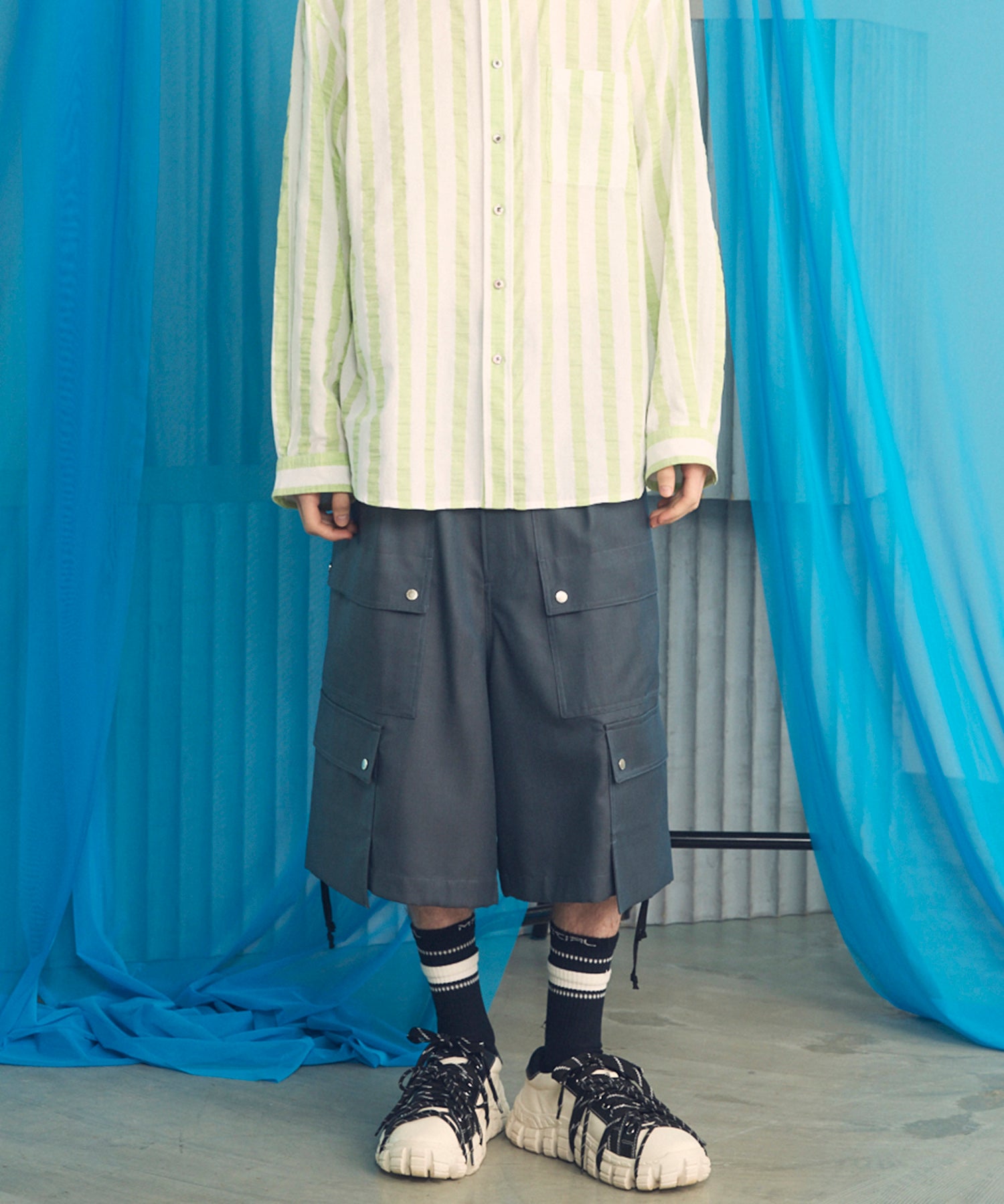 [26SS 预购] 4 色青年布可水洗羊毛 Prime 宽幅工装短裤