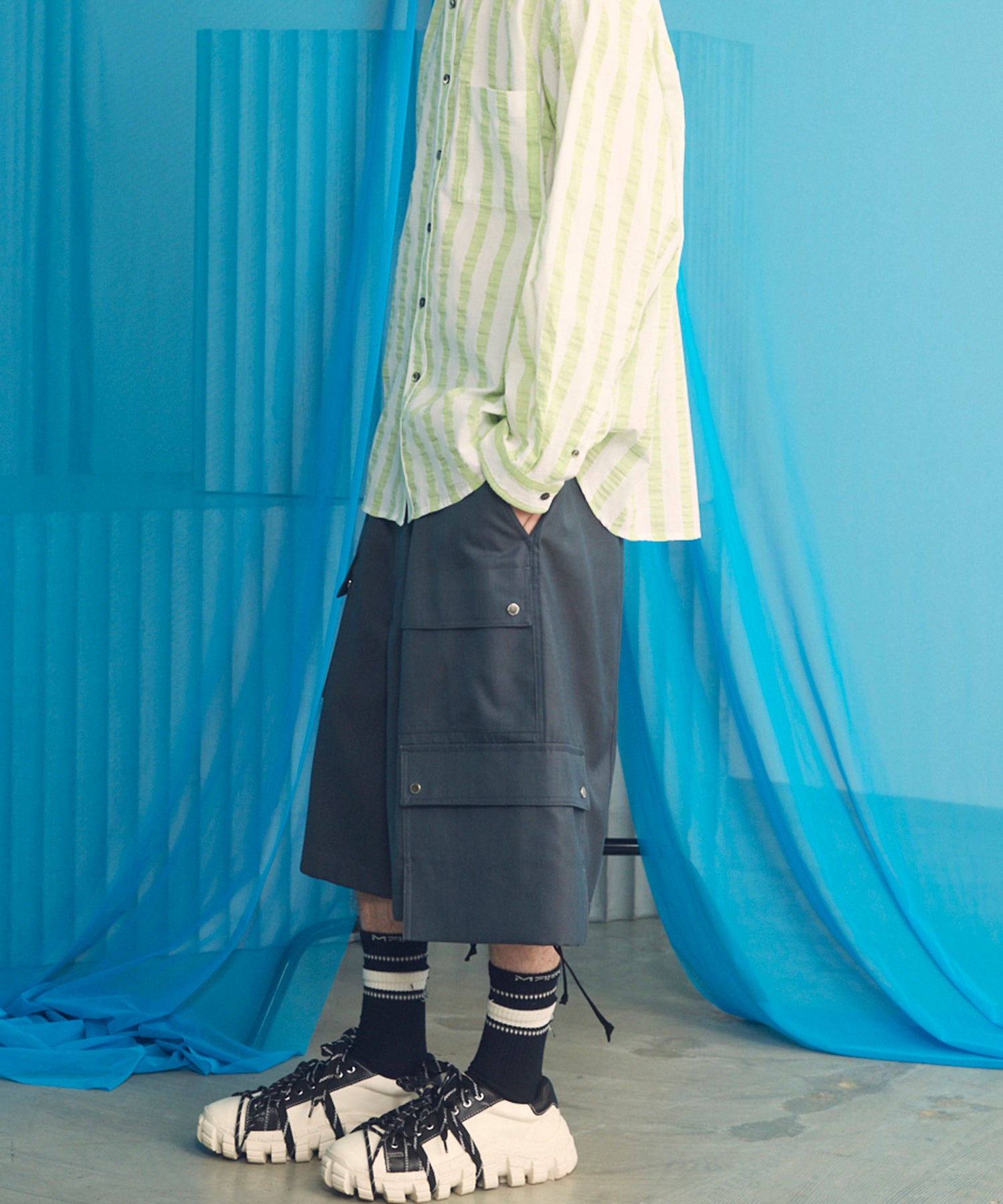 [26SS 预购] 4 色青年布可水洗羊毛 Prime 宽幅工装短裤