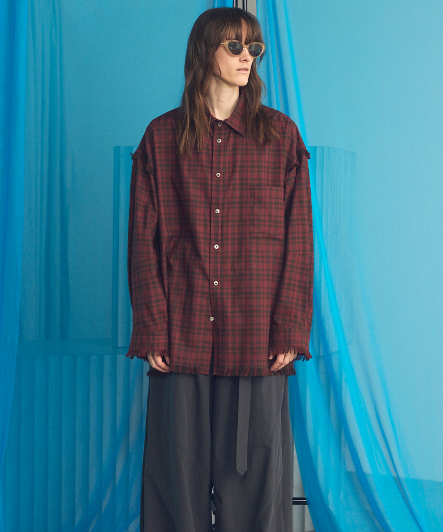 Italian Dead Stock Fabric Prime-Over Regular Collar Heavy-Weight Flannel Shirt Blouson