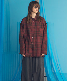 Italian Dead Stock Fabric Prime-Over Regular Collar Heavy-Weight Flannel Shirt Blouson