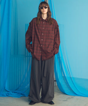 Italian Dead Stock Fabric Prime-Over Regular Collar Heavy-Weight Flannel Shirt Blouson