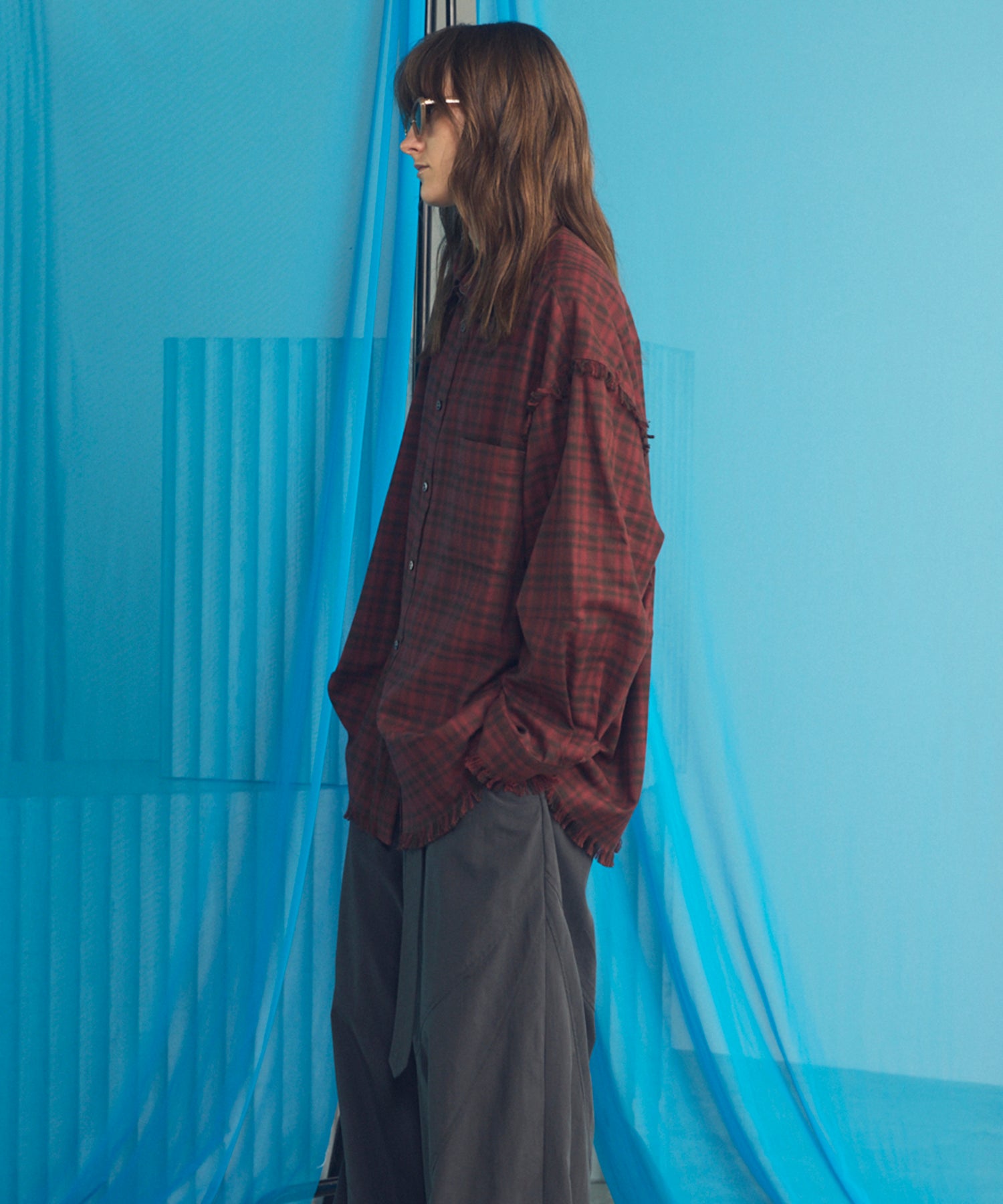 Italian Dead Stock Fabric Prime-Over Regular Collar Heavy-Weight Flannel Shirt Blouson