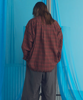 Italian Dead Stock Fabric Prime-Over Regular Collar Heavy-Weight Flannel Shirt Blouson