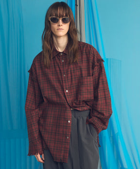 Italian Dead Stock Fabric Prime-Over Regular Collar Heavy-Weight Flannel Shirt Blouson