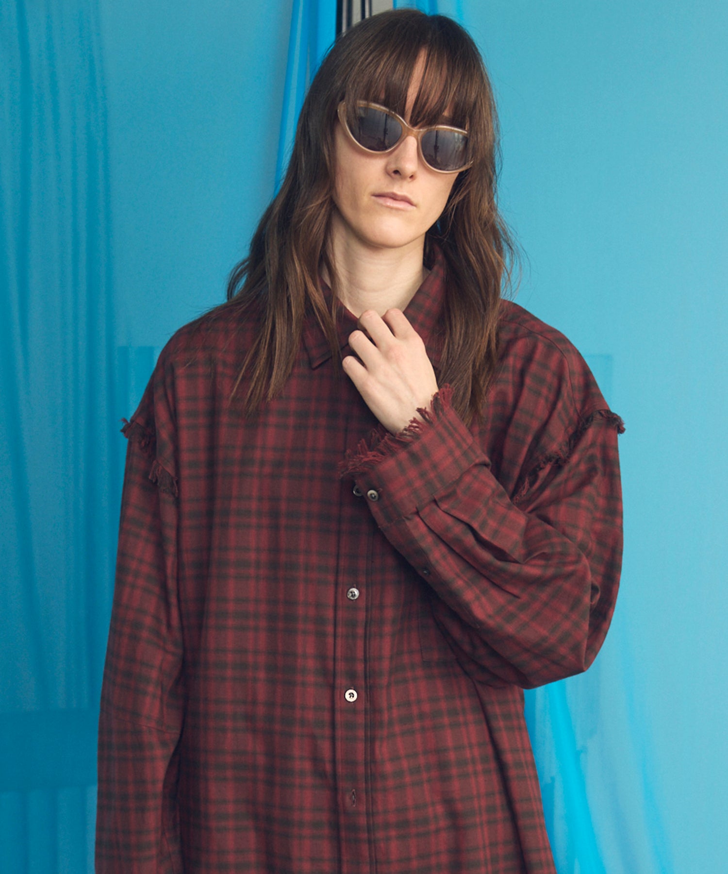 Italian Dead Stock Fabric Prime-Over Regular Collar Heavy-Weight Flannel Shirt Blouson