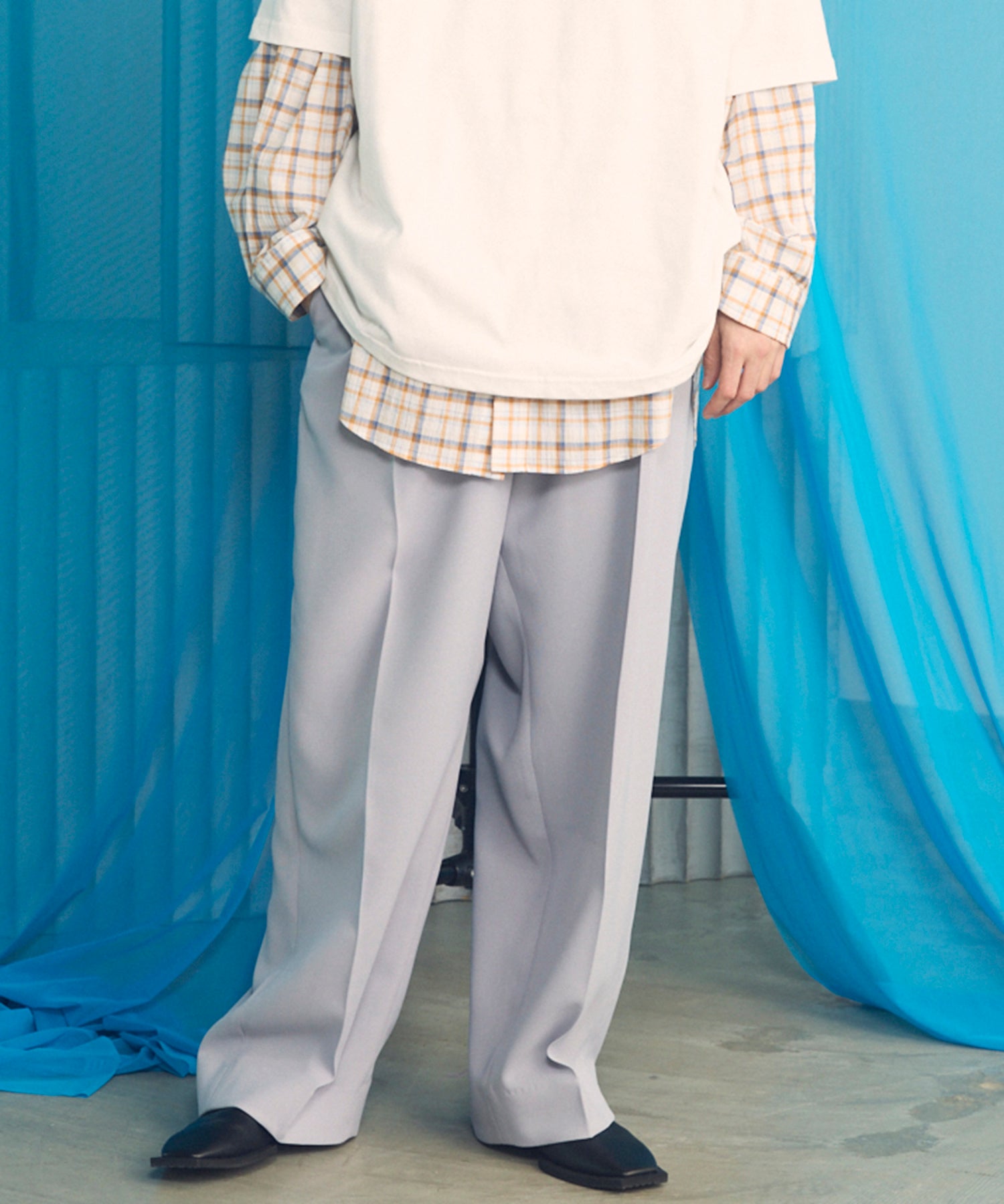 【26SS PRE-ORDER】Wooly Mesh One-tuck Prime-Wide Tapered Slacks