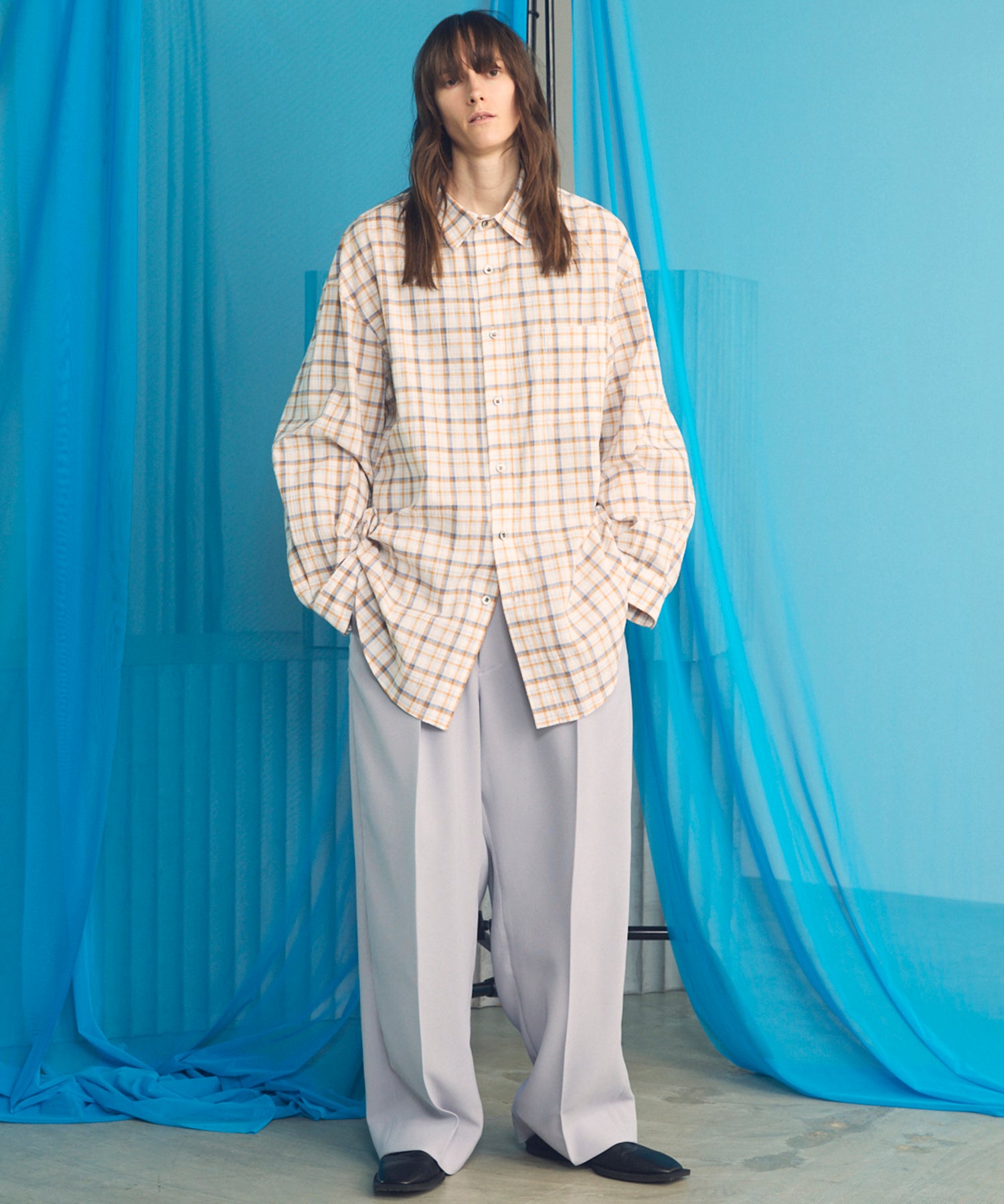 【26SS PRE-ORDER】Wooly Mesh One-tuck Prime-Wide Tapered Slacks