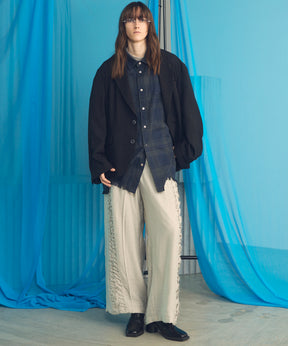 [26SS PRE-ORDER] Linen Mix Slab Side Big Pocket Prime-Wide Pants
