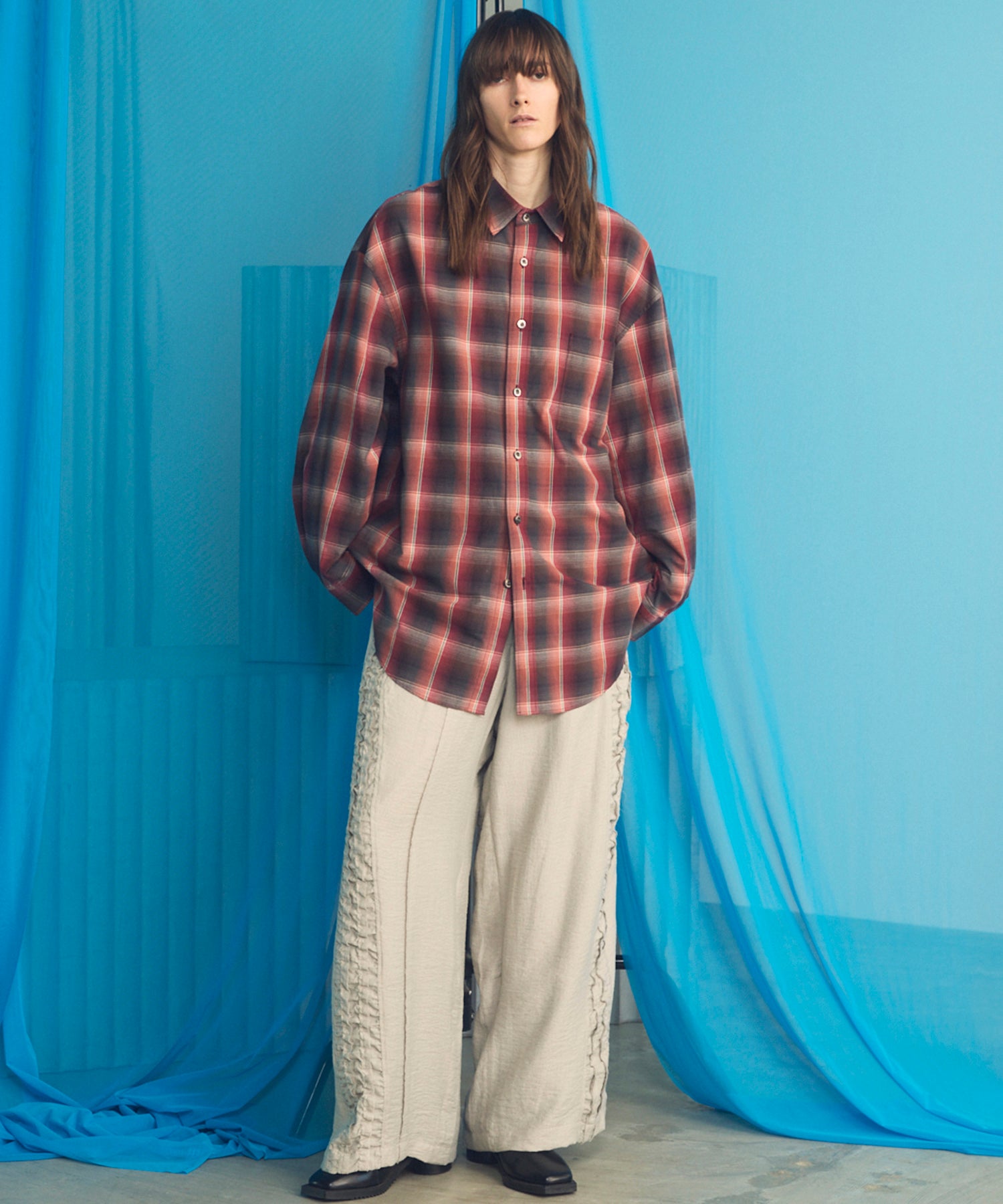 [26SS PRE-ORDER] Linen Mix Slab Side Big Pocket Prime-Wide Pants