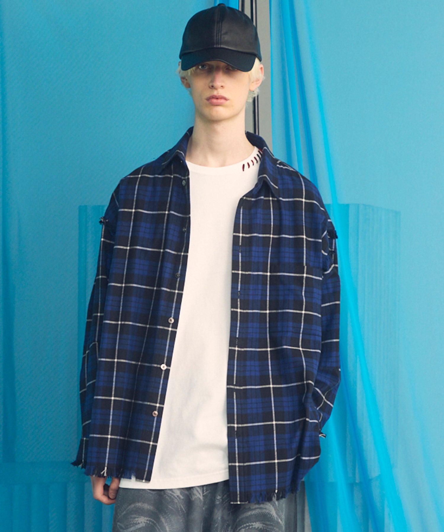 Italian Dead Stock Fabric Prime-Over Regular Collar Heavy-Weight Flannel Shirt Blouson