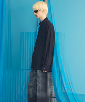 4 Colors Chambray Washable Wool Peaked Lapel Double Breasted Jacket