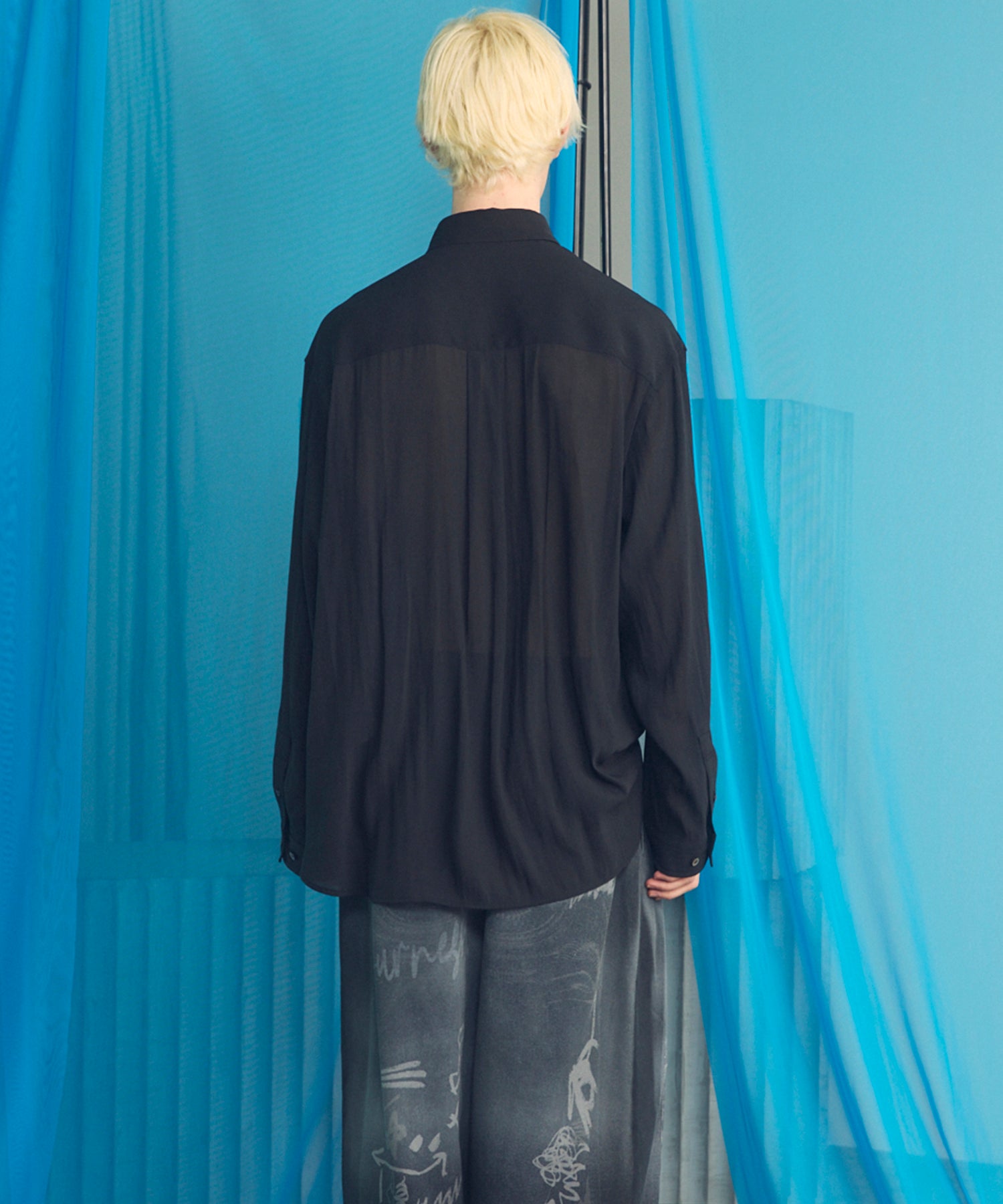 4 Colors Chambray Washable Wool Peaked Lapel Double Breasted Jacket