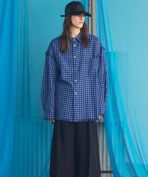 Italian Dead Stock Fabric Prime-Over Regular Collar Heavy-Weight Flannel Shirt Blouson