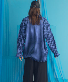 Italian Dead Stock Fabric Prime-Over Regular Collar Heavy-Weight Flannel Shirt Blouson