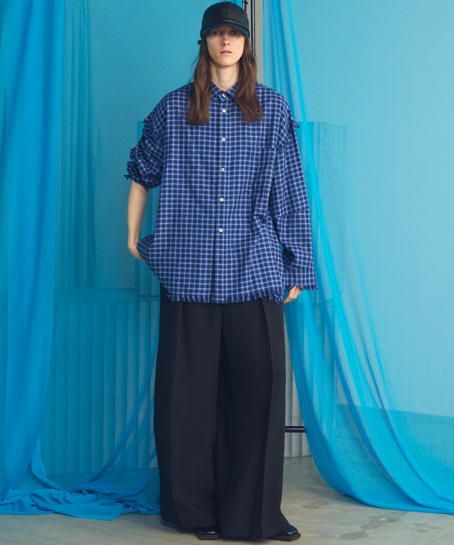 Italian Dead Stock Fabric Prime-Over Regular Collar Heavy-Weight Flannel Shirt Blouson