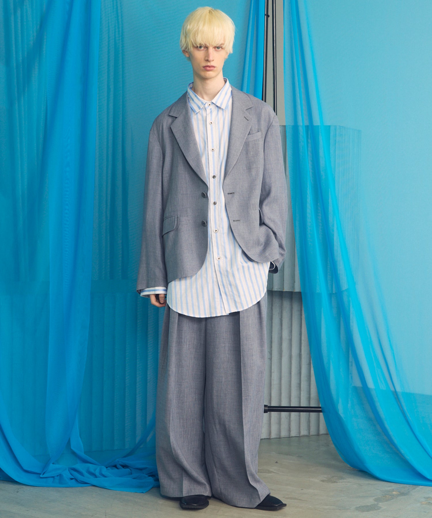 Italian Dead Stock Fabric Prime-Over Regular Collar Heavy-Weight Flannel Shirt Blouson