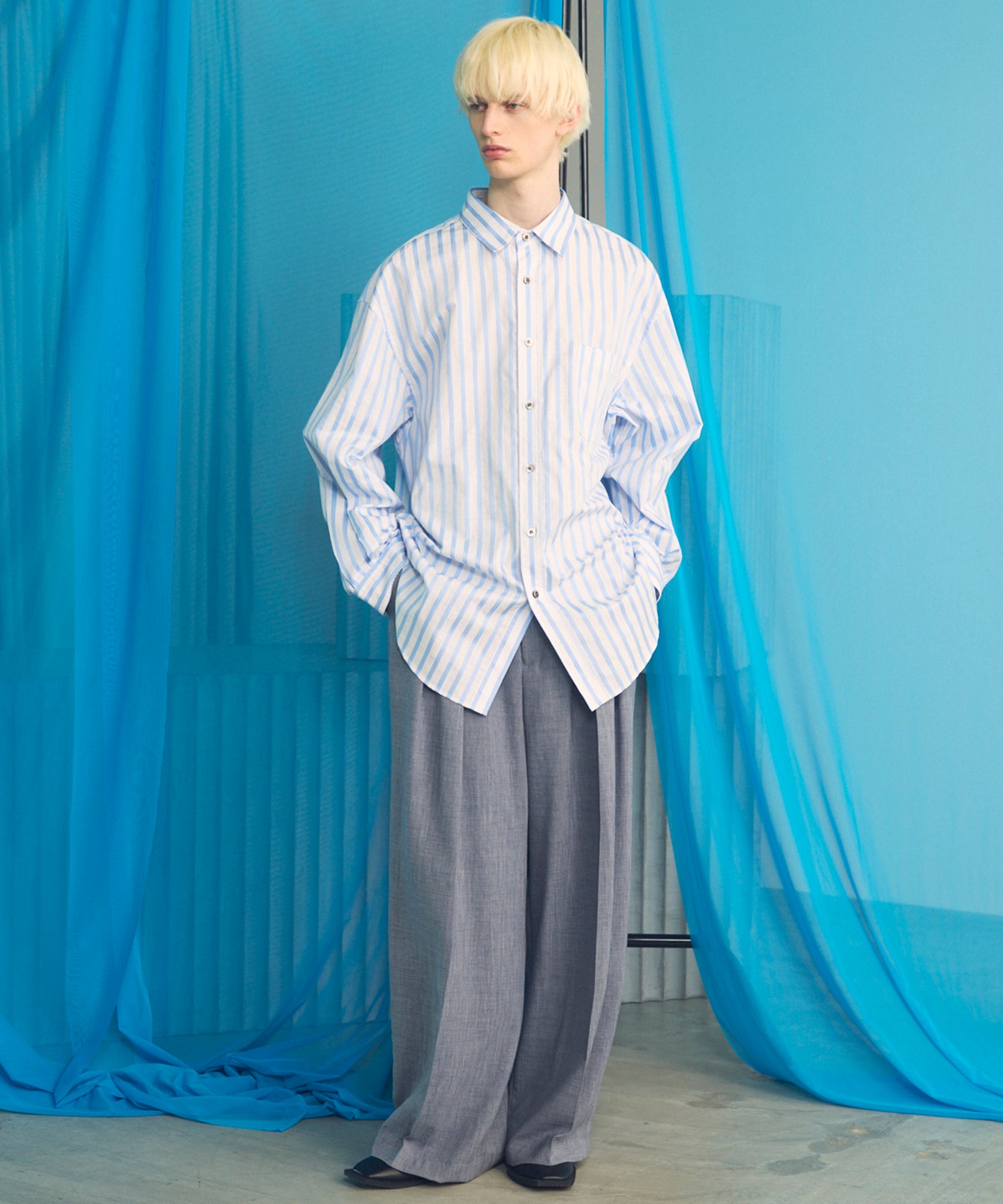 Italian Dead Stock Fabric Prime-Over Regular Collar Heavy-Weight Flannel Shirt Blouson