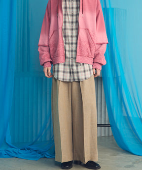 【26SS PRE-ORDER】Mix Linen One-tuck Prime-Wide Baggy Slacks