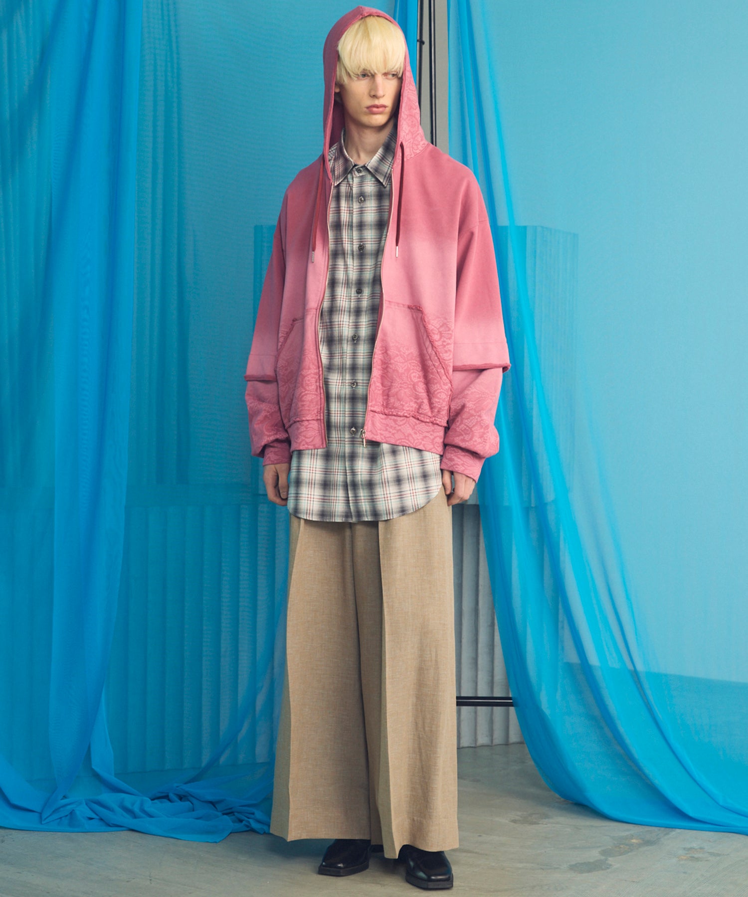 【26SS PRE-ORDER】Mix Linen One-tuck Prime-Wide Baggy Slacks