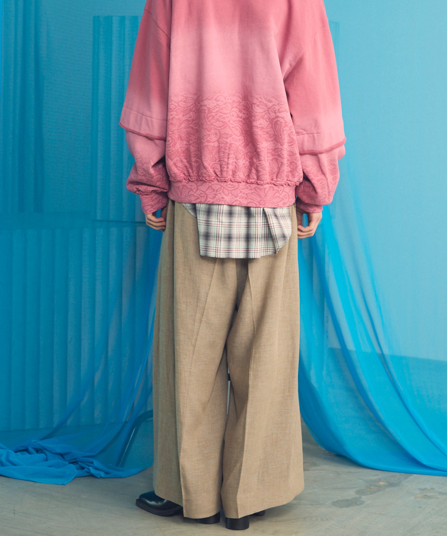 【26SS PRE-ORDER】Mix Linen One-tuck Prime-Wide Baggy Slacks