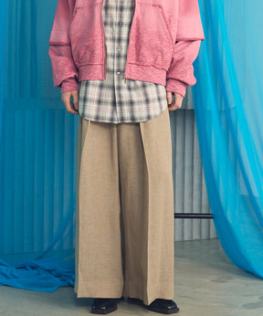 【26SS PRE-ORDER】Mix Linen One-tuck Prime-Wide Baggy Slacks
