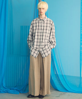【26SS PRE-ORDER】Mix Linen One-tuck Prime-Wide Baggy Slacks