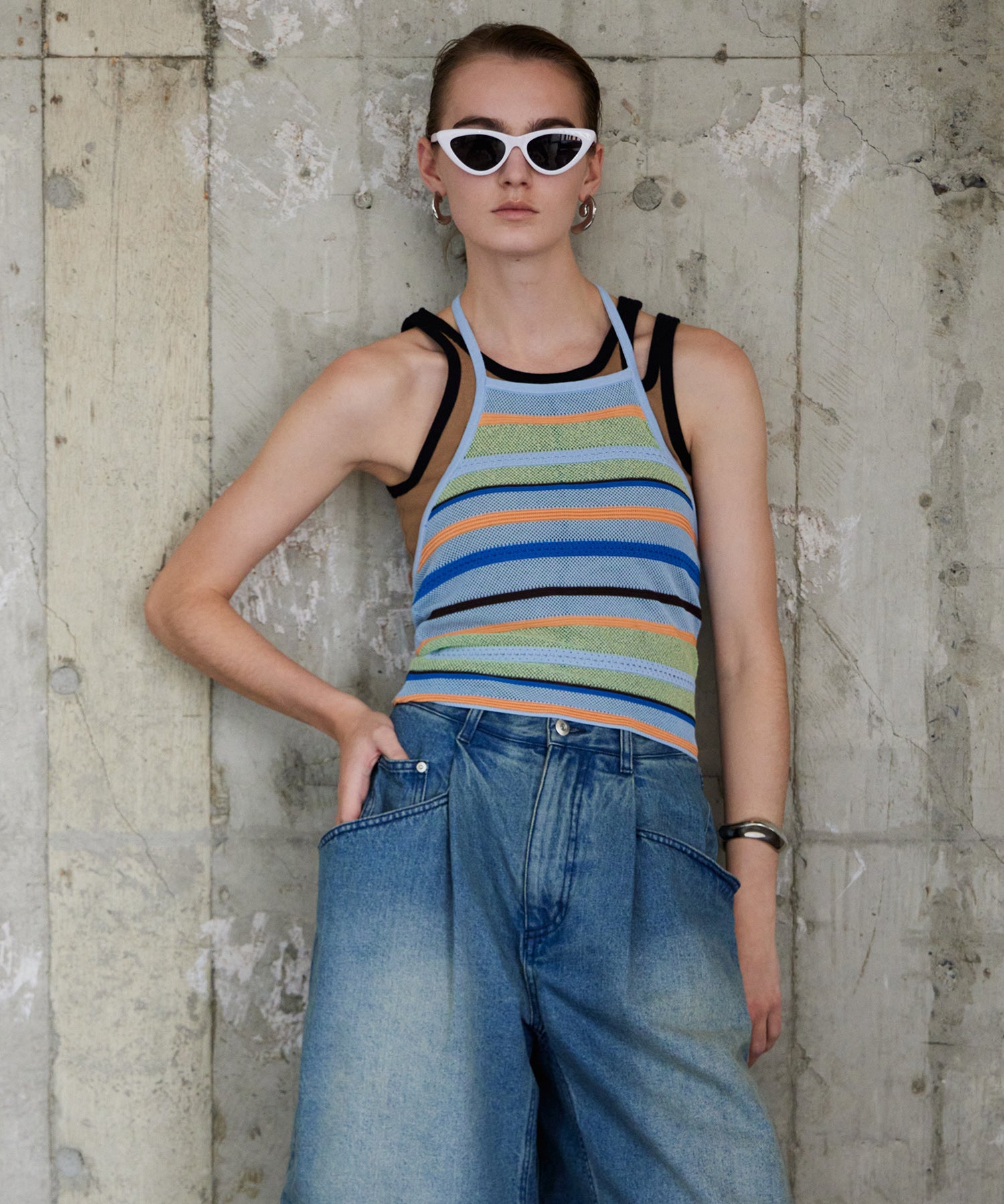 Border American Sleeve Knit Tank