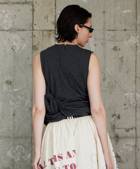 Knot Sleeveless Border T-Shirt