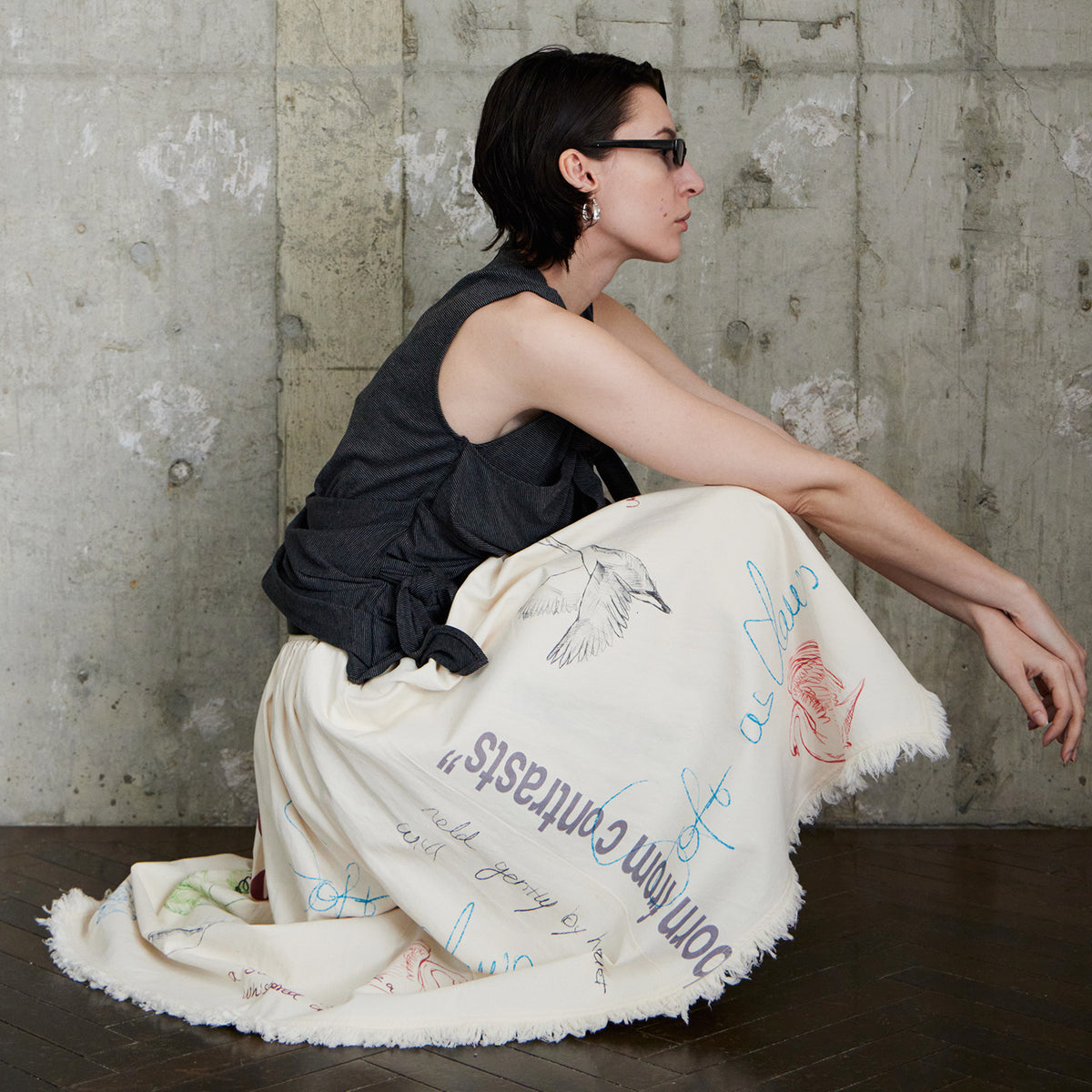 Asymmetrical Wrap Print Skirt