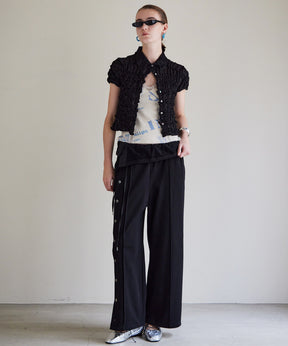 Button Slit Turn-Back Sweat Pants