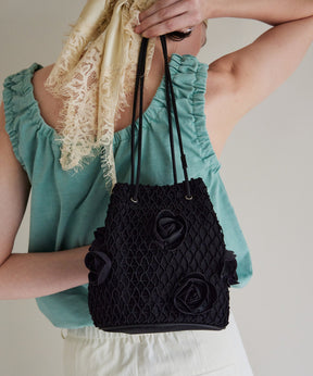 Rose Motif Drawstring Bag
