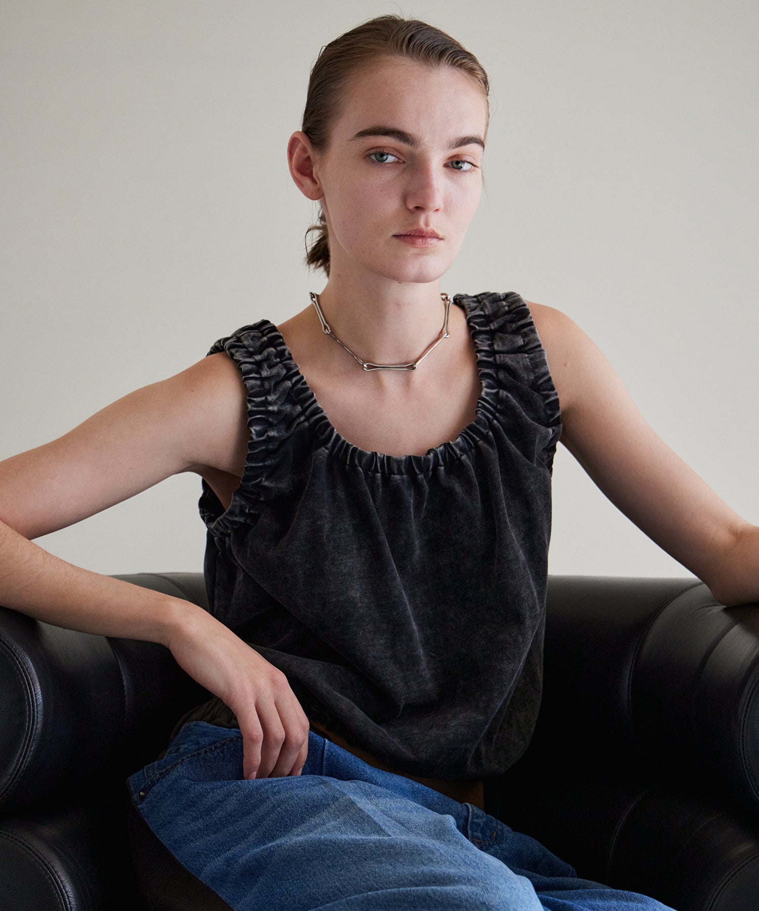2WAY French Terry Gathered Top