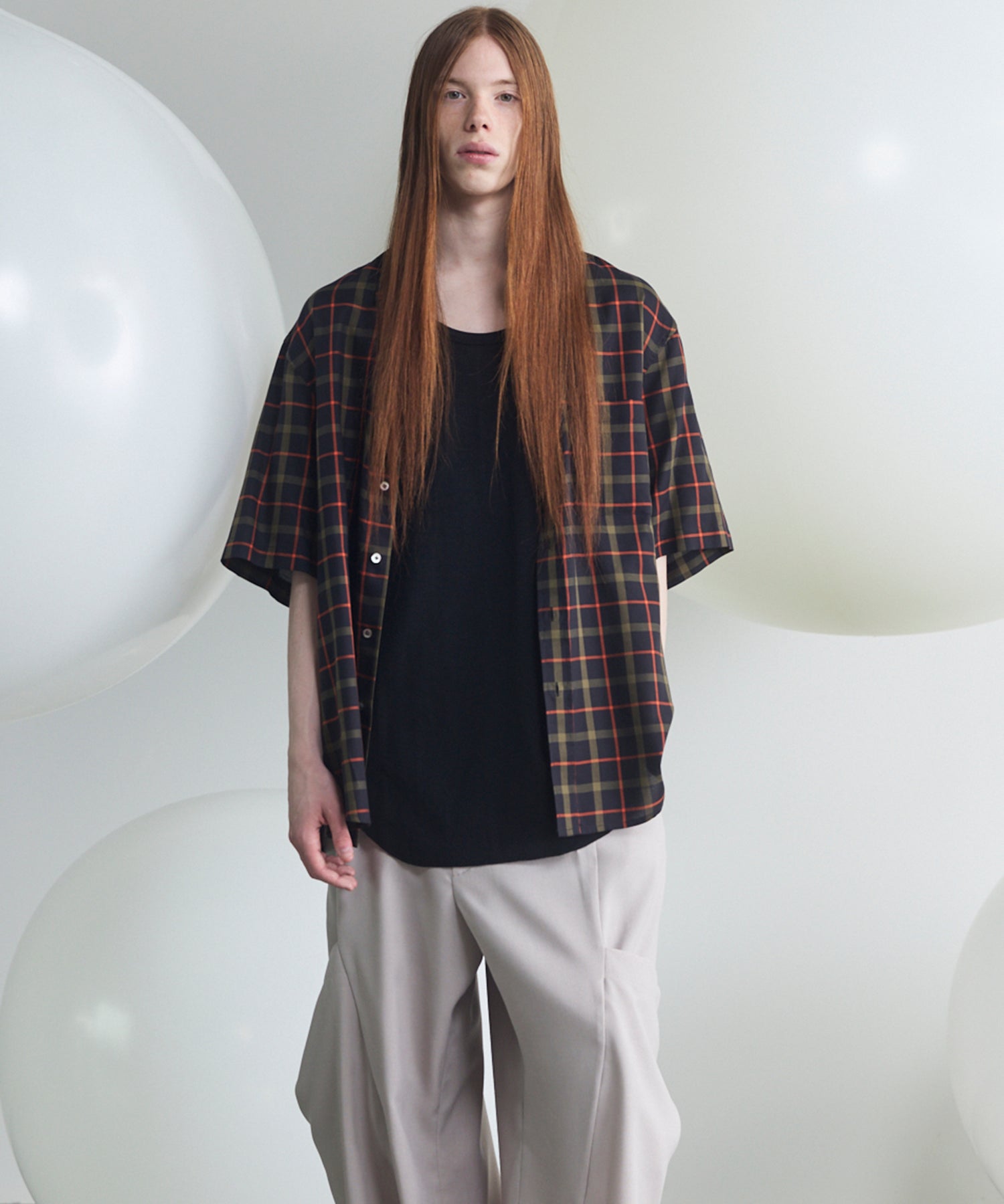 [Italian Dead Stock Fabric] Prime-Over Regular Collar Short Sleeve Shirt