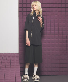 【26SS PRE-ORDER】Asymmetrical Front Zip High Neck Prime-Over High Neck Short Sleeve T-Shirt